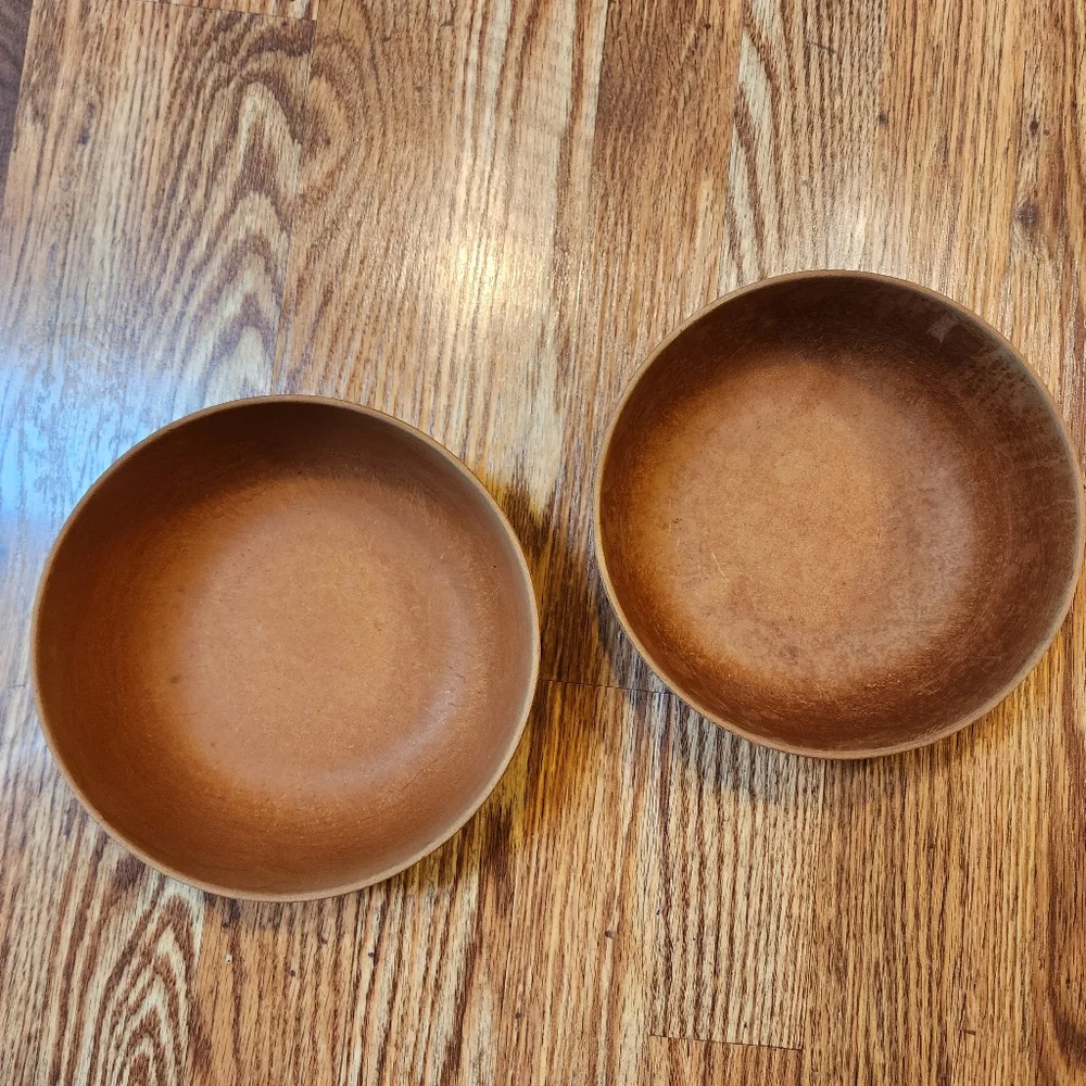 2 Vintage Ellingers Agatized Wooden Bowls